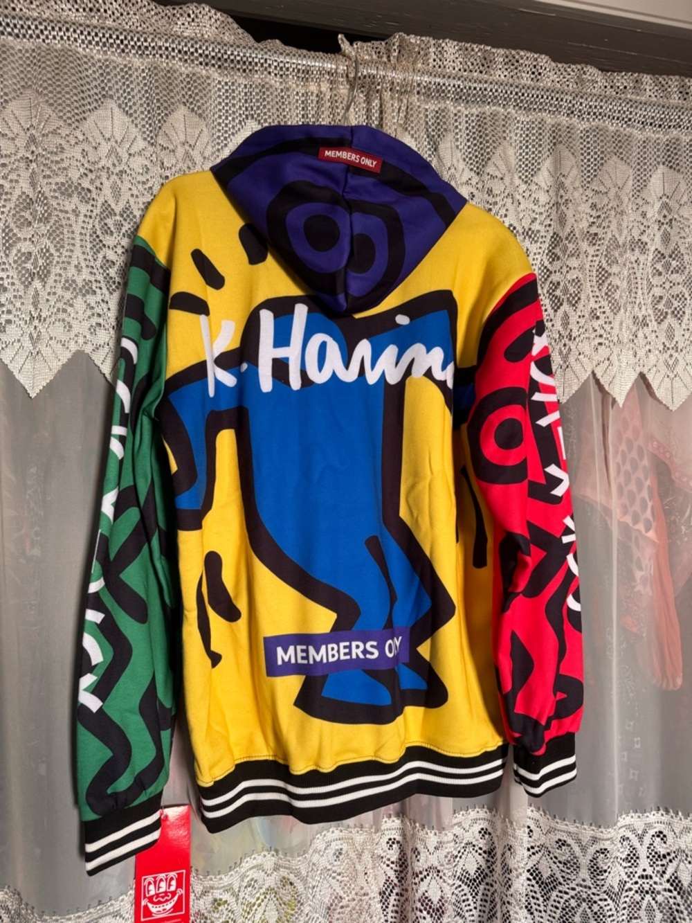 Keith Haring/Members Only Multicolor Graphic Pullover Hoodie with HeartMotif NWT - Picture 2 of 11